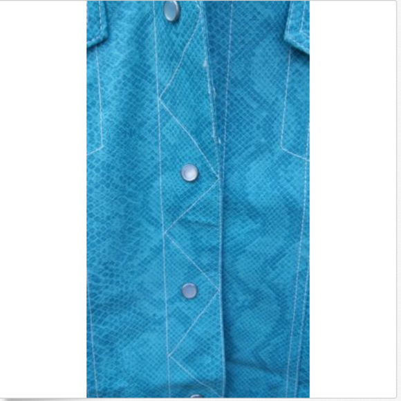 🆕Teal Faux Snake Skin Leather Jacket, Animal Print - Picture 3 of 6